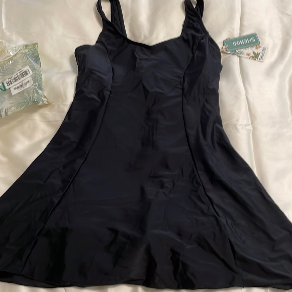 🆕 SHEKINI Women's Crossover Ruched Skirt One Piece Dress Swimsuit size S